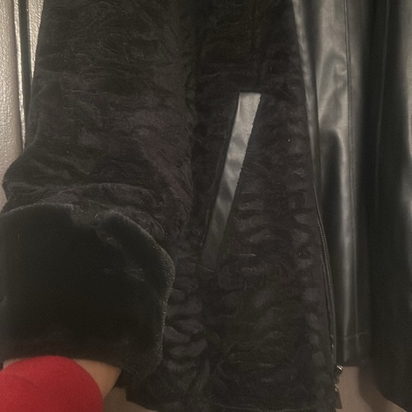 Giacca Gallery very nice Faux Mink/ Faux Leather Reversible Coat, medium - Picture 4 of 9